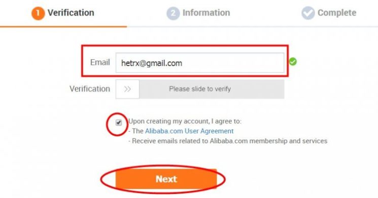 alibaba email veritifikacija