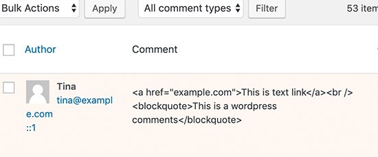 html komentari